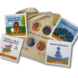 Pack cuatro cuentos solidarios + tote bag Stories for India IV