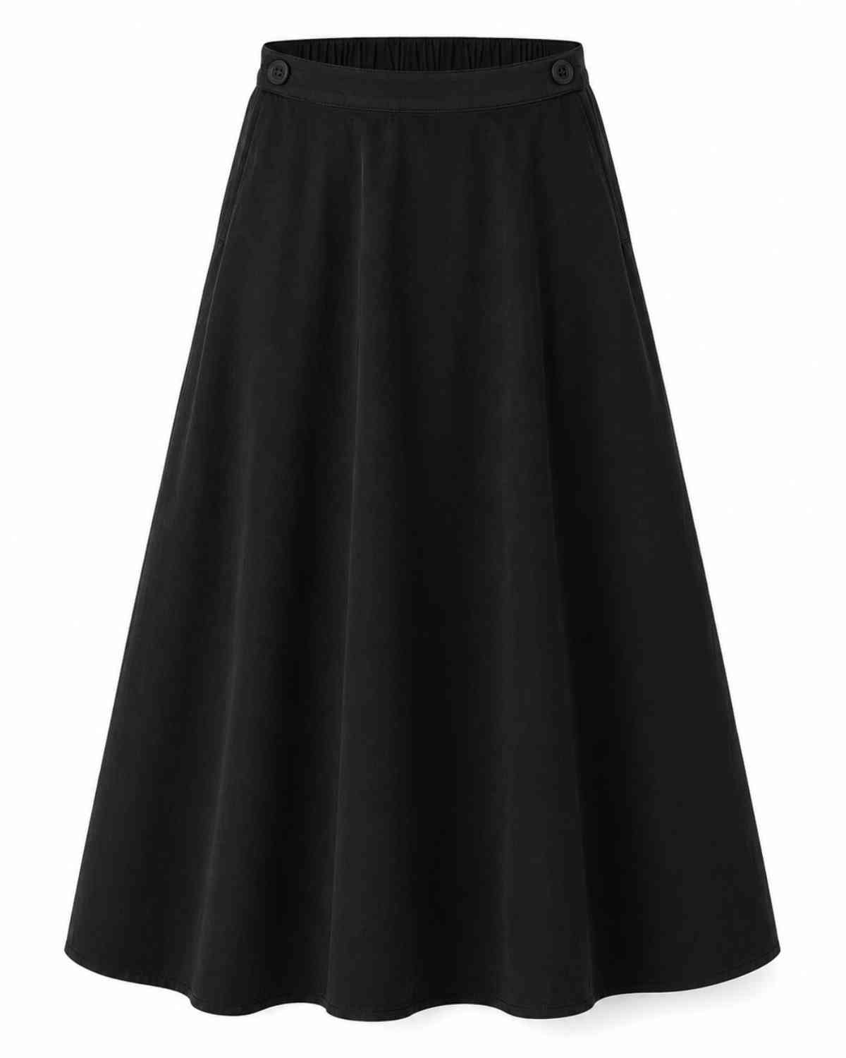 FALDA MIDI SARGA NEGRA ASHA ALGODÓN ORGÁNICO - Imagen 3