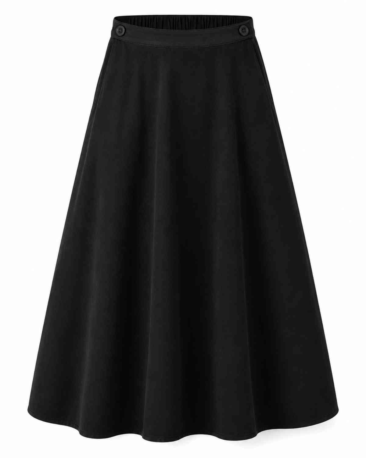 FALDA MIDI SARGA NEGRA ASHA ALGODÓN ORGÁNICO - Imagen 4
