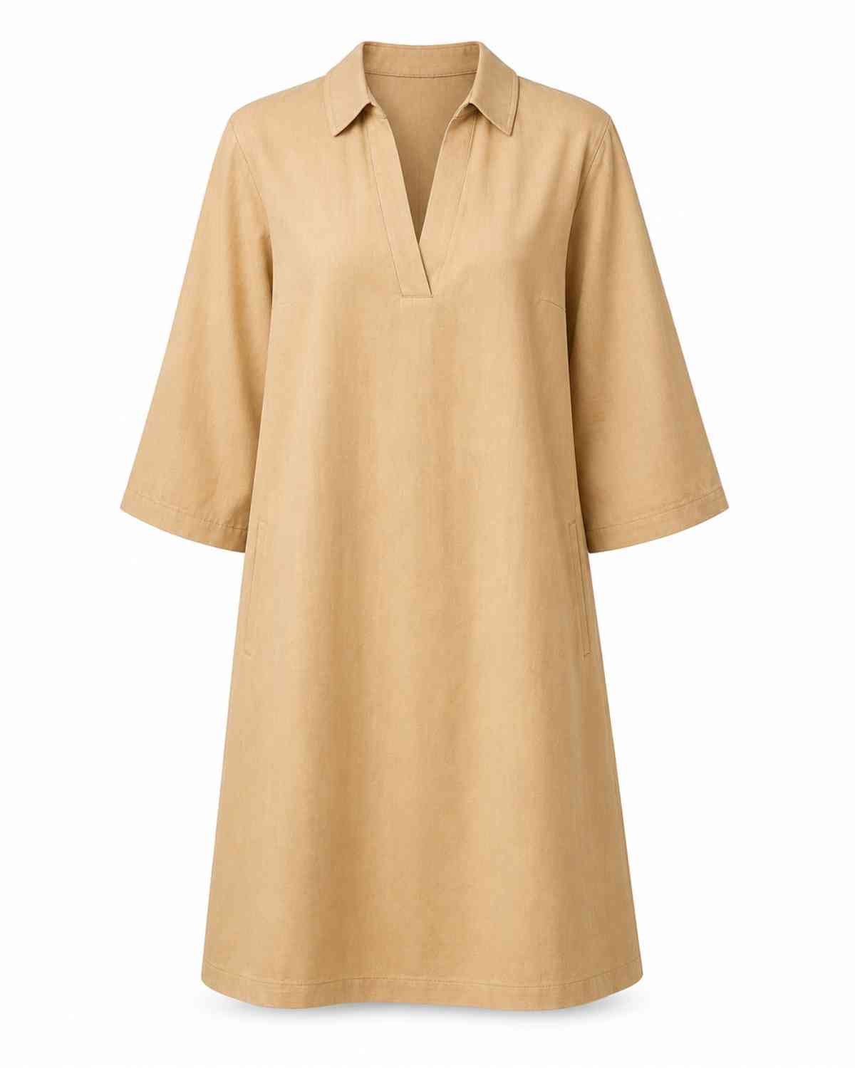 VESTIDO CAMISERO BEIGE JYOTI ALGODÓN ORGÁNICO - Imagen 3