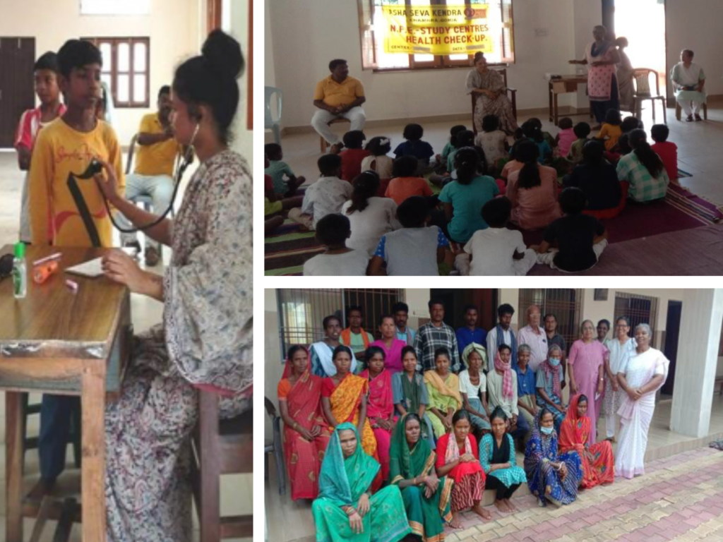 Varias personas participan en el programa de salud en Jharkhand (India).